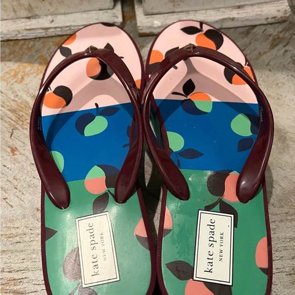 Kate Spade Rio Platform Flip Flop Fruit Pattern Sandals Size 7 - Picture 6 of 9